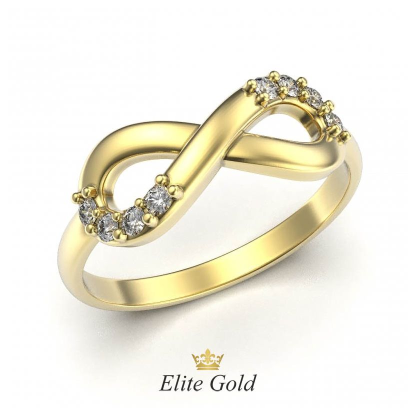 Золотое женское кольцо Бесконечность с камнями