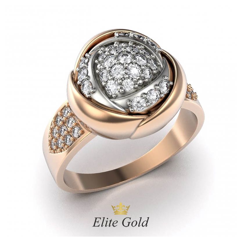 Золотое женское кольцо Isabella в виде цветка усыпанного камнями