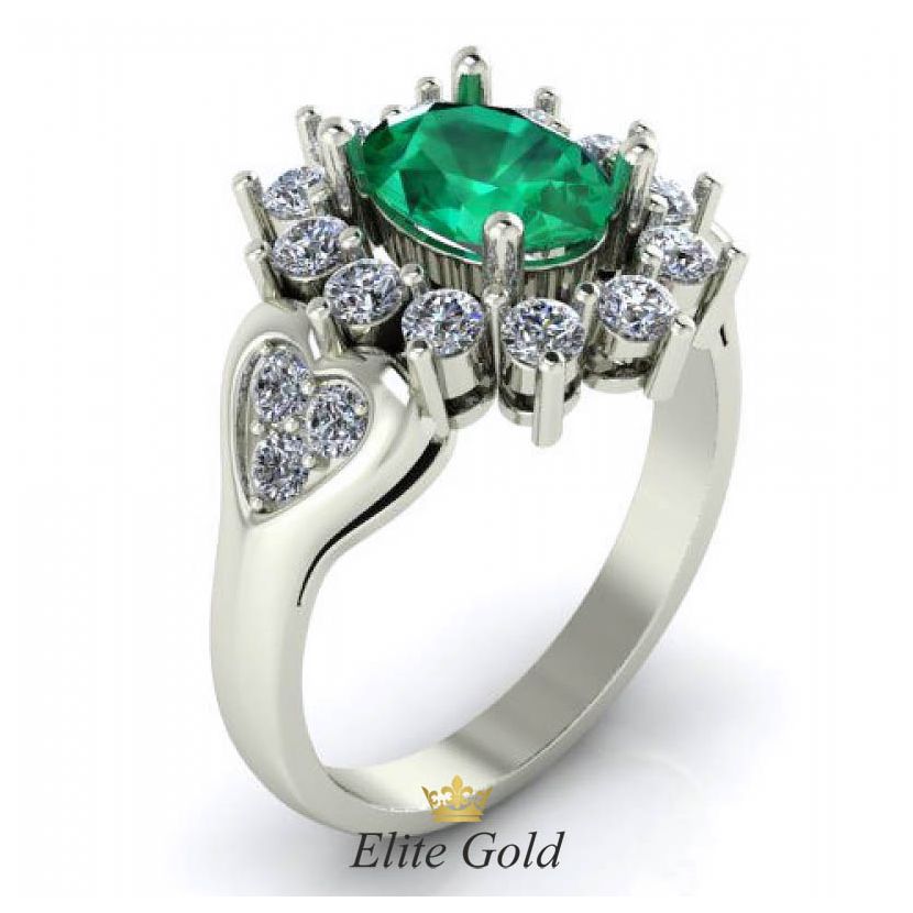 Золотое женское кольцо Inara с сердцами и камнями