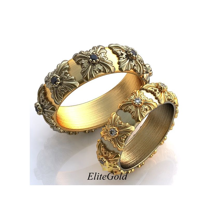 Роскошные обручальные кольца Encanto с вензелями по ободку