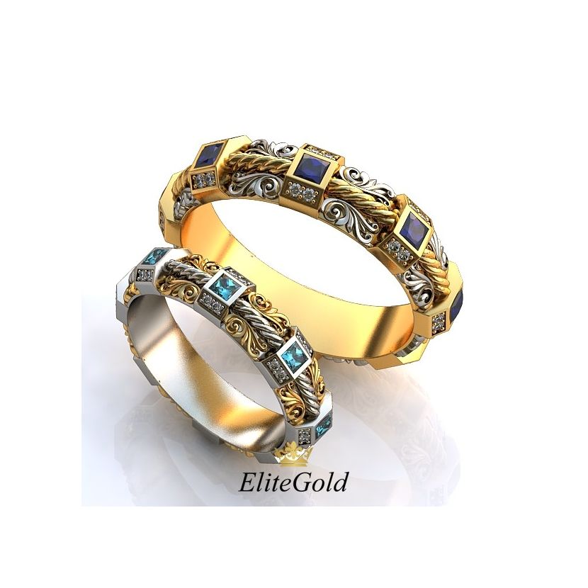Роскошные обручальные кольца Versalles с узорами и камнями