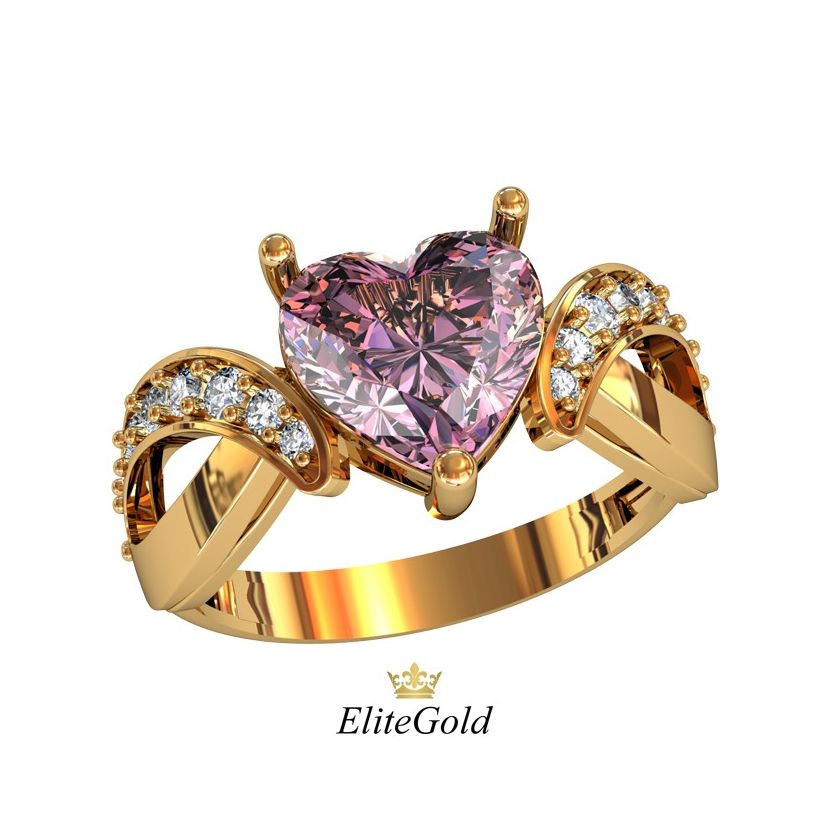 Авторское кольцо Viola с крупным камнем в виде сердца