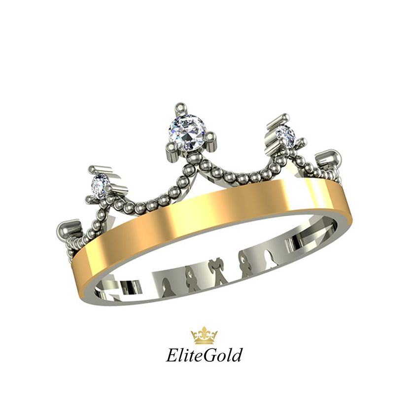 Дизайнерское кольцо-корона Valienta с 3 камнями