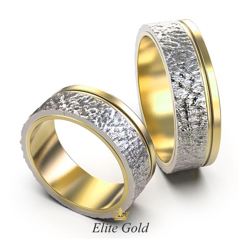 Широкие обручальные кольца Etiam с сочетанием фактур