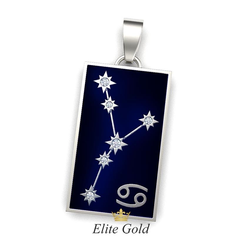 кулон Stella с изображением звездного неба в белом золоте с эмалью