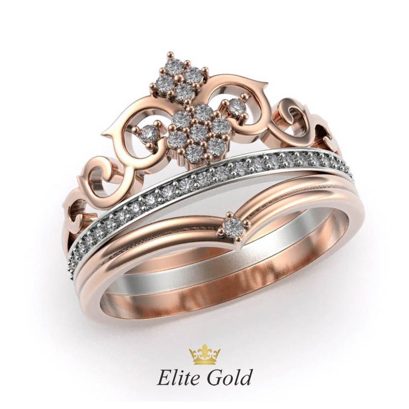 Дизайнерское кольцо корона Beryl в камнях