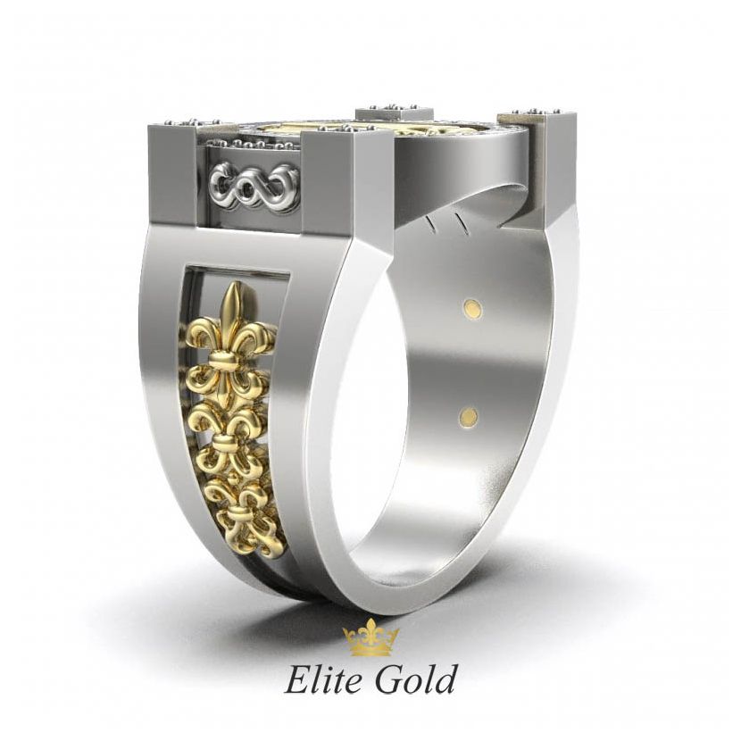 Эксклюзивное мужское кольцо с гербом и камнями