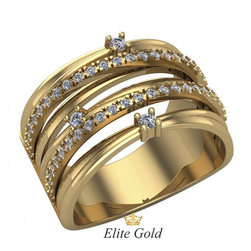 Дизайнерское женское кольцо Ella в камнях
