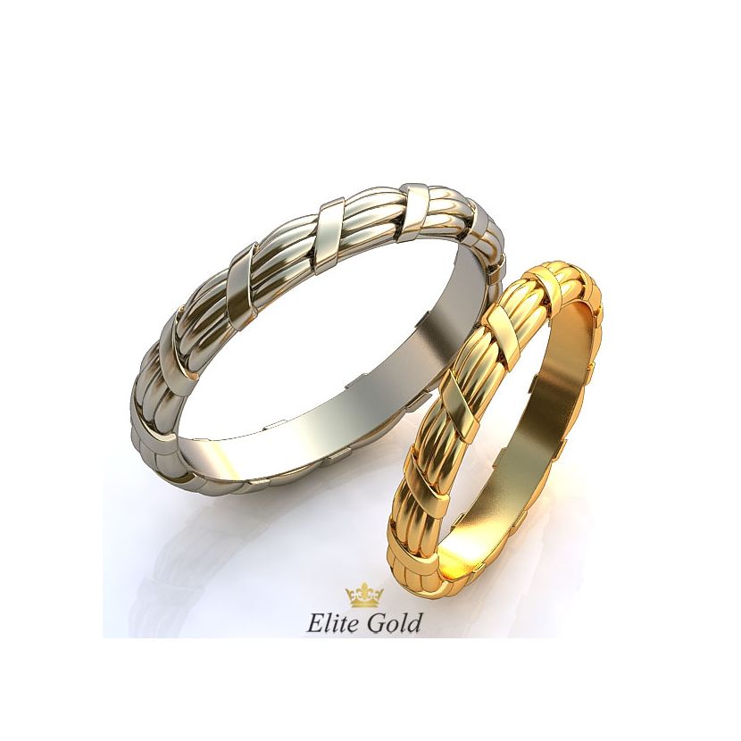 Тонкие обручальные кольца Ribbon с рельефными элементами