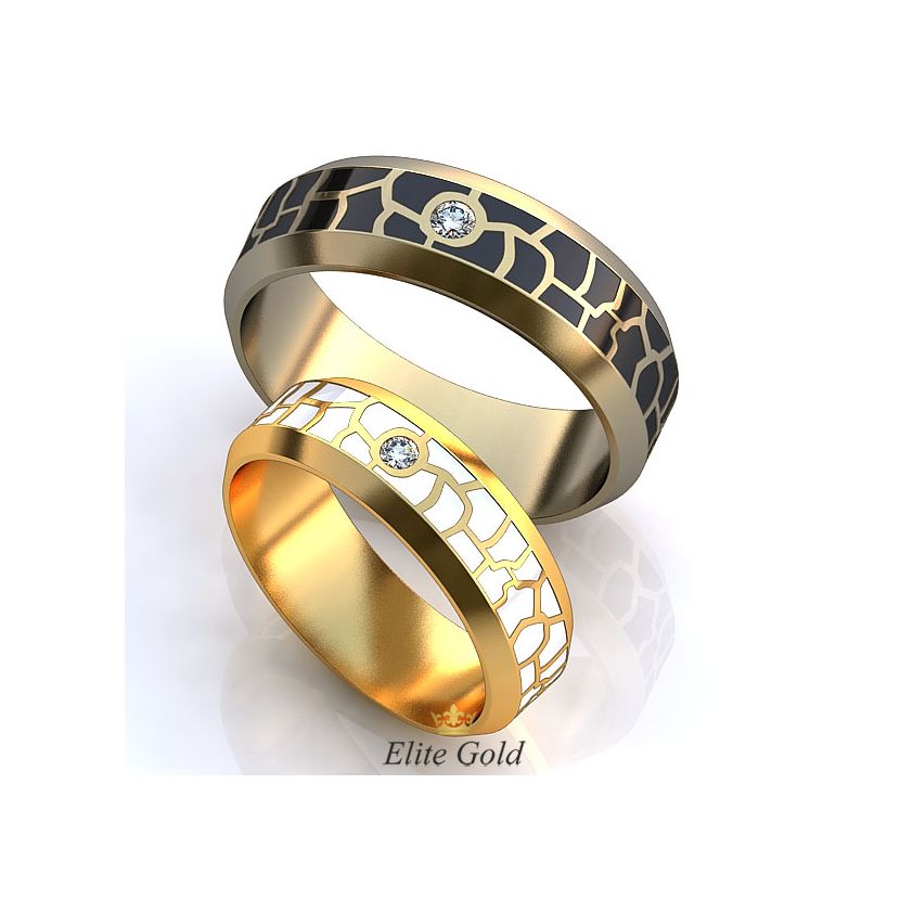 Авторские обручальные кольца Safari с ювелирной эмалью
