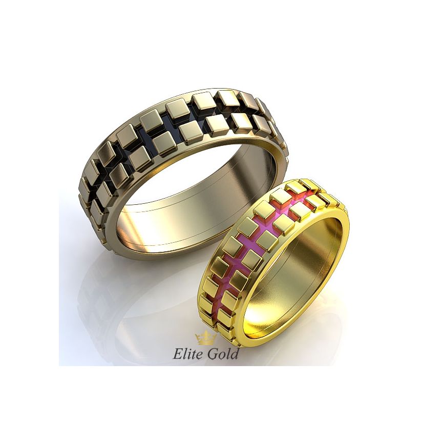 Фантазийные обручальные кольца Salvato с ювелирной эмалью