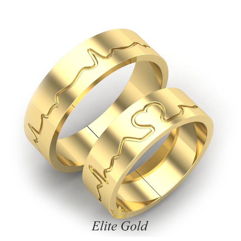 обручальные кольца Heartbeat в желтом золоте 585