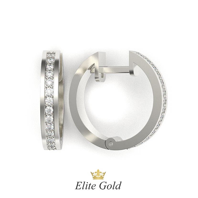 серьги-кольца Emerence с белыми камнями в белом золоте