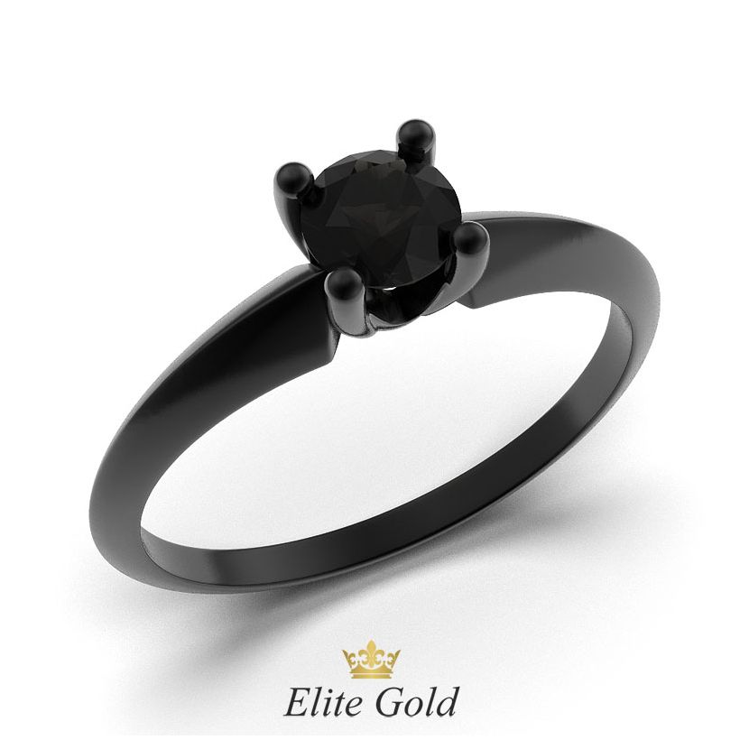кольцо Zahara с черным родиевым покрытием и черным камнем