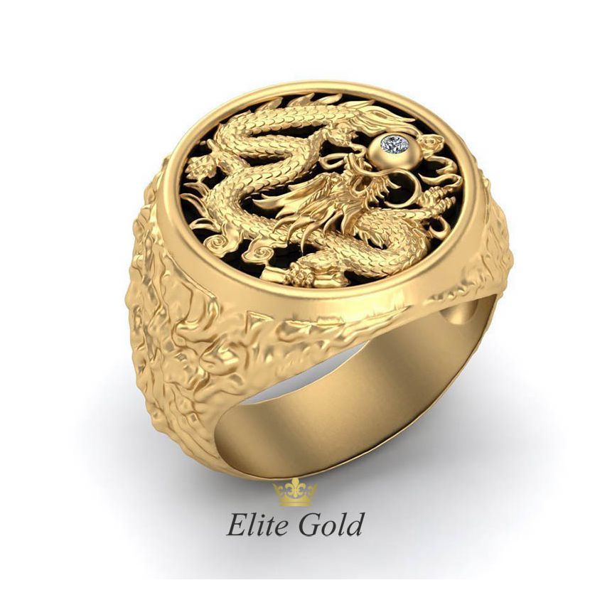 Фантазийное кольцо Dragon Slayer с крупным ониксом
