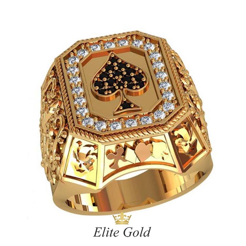 мужской перстень Spade в классическом цвете золота