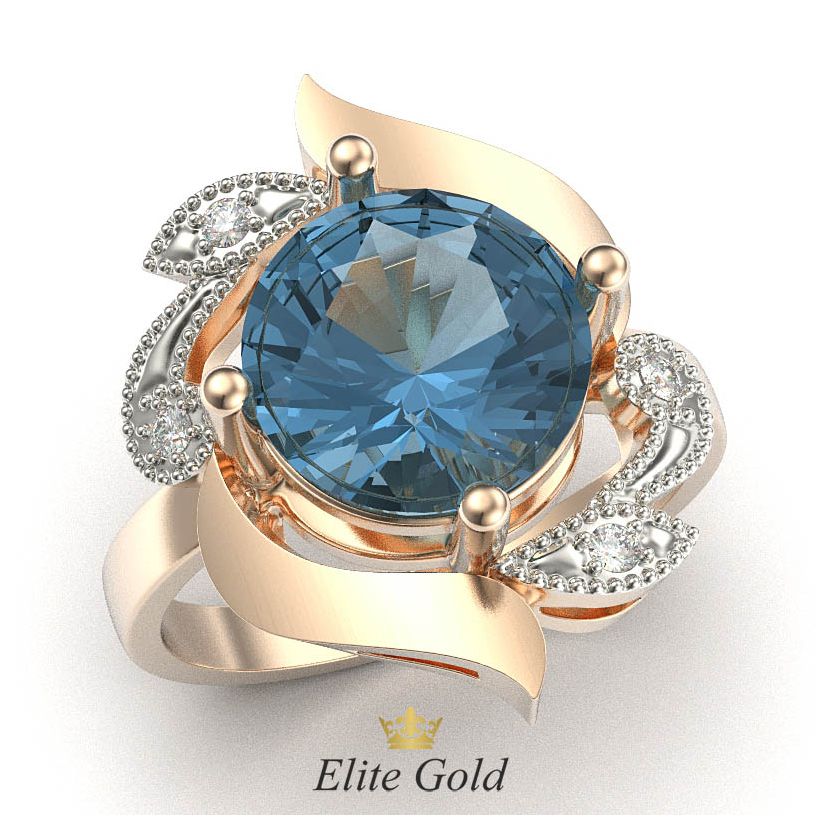 кольцо Arta c крупным голубым камнем