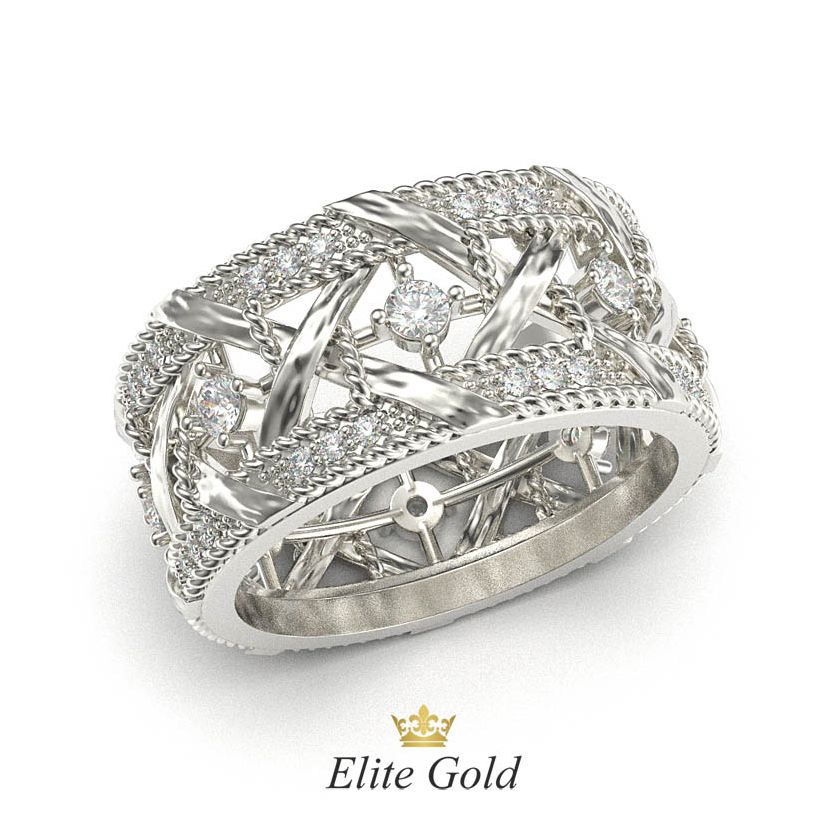 кольцо Marceline в белом золоте с белыми камнями