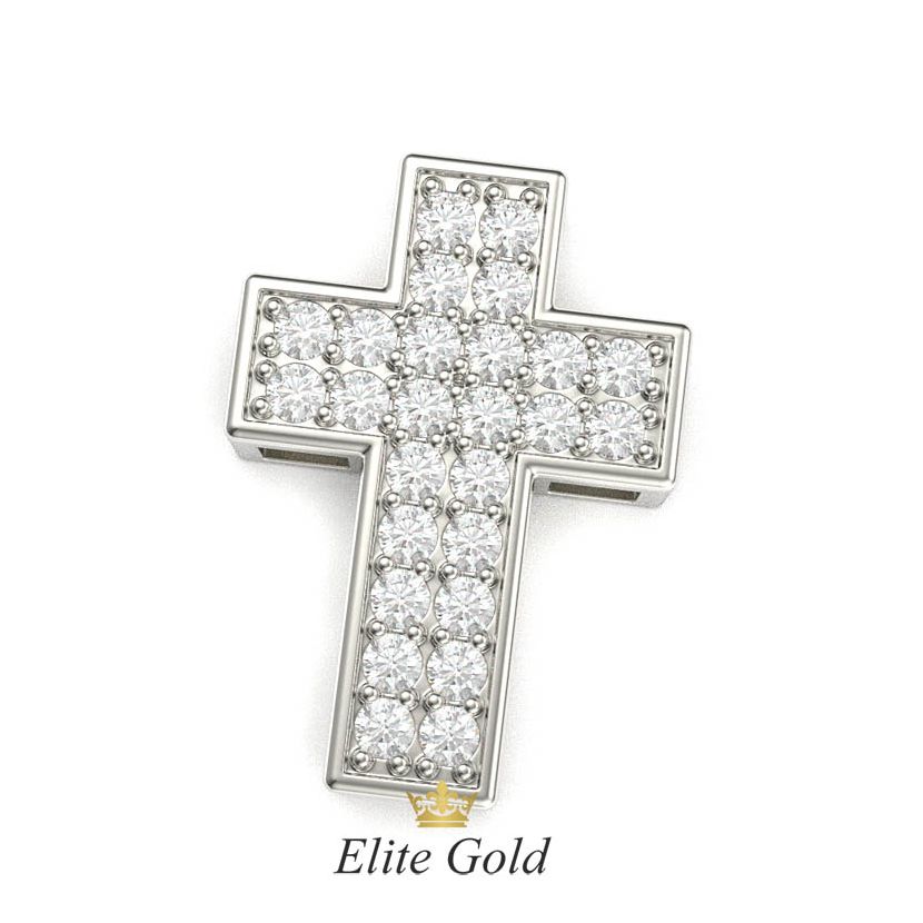 крест Sparkle с россыпью камней в белом золоте