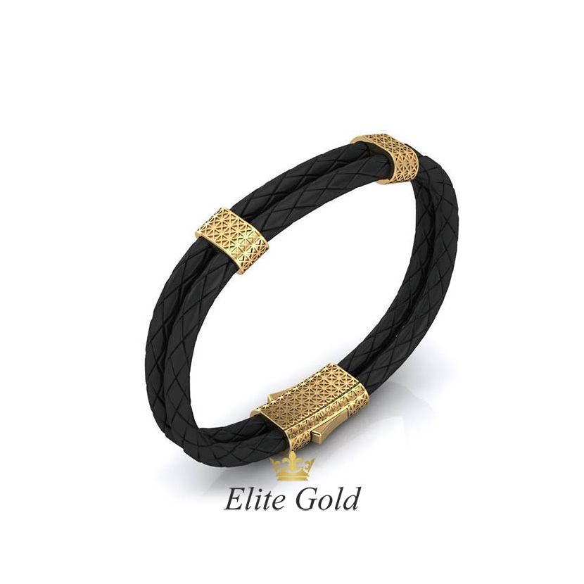 Bespoke creative bracelet with gold on leather