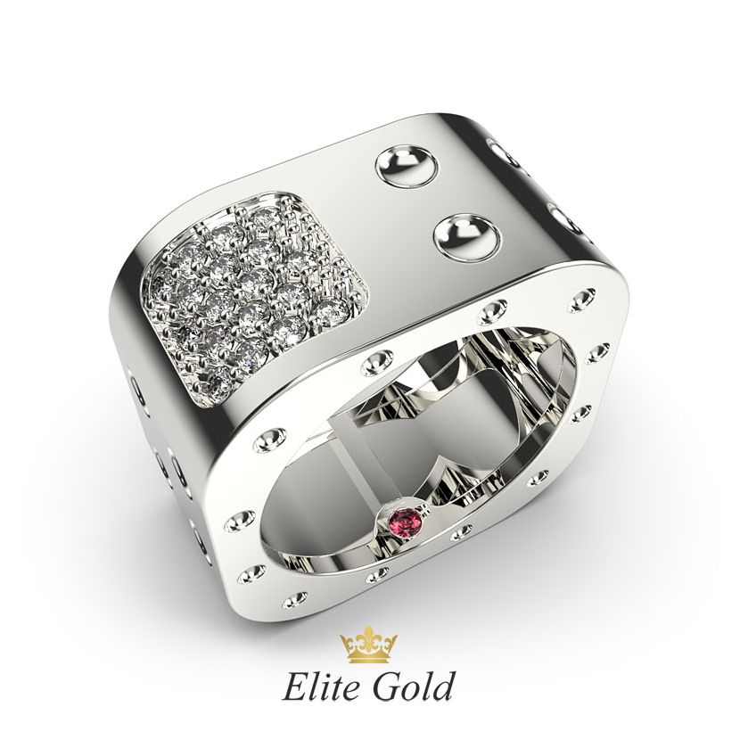 кольцо Pois Moi XL нестандартной формы в белом золоте