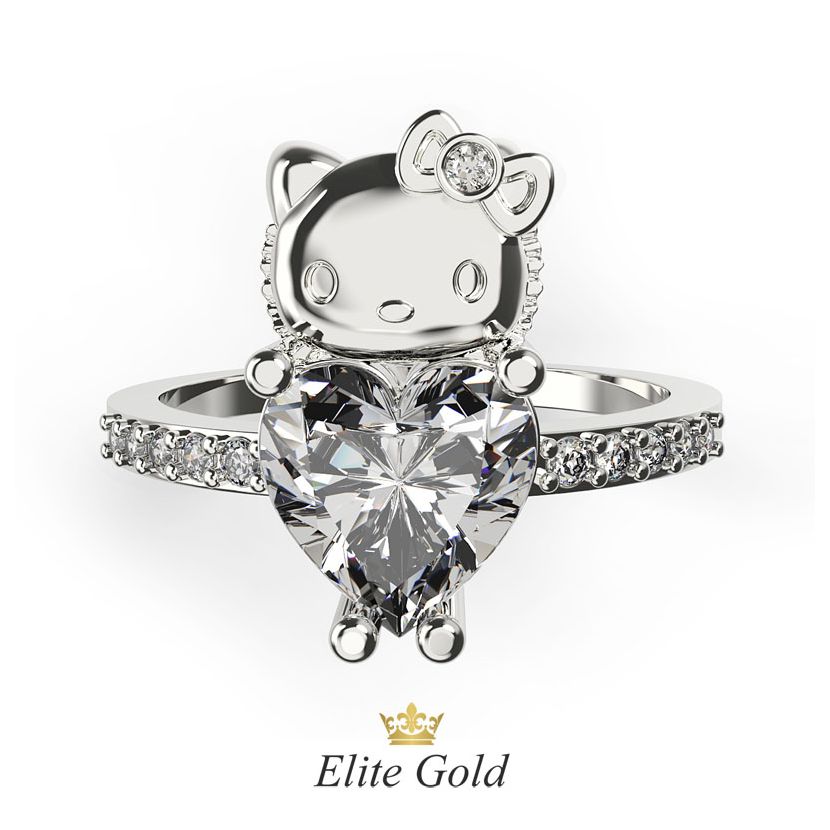 кольцо Hello Kitty в белом золоте