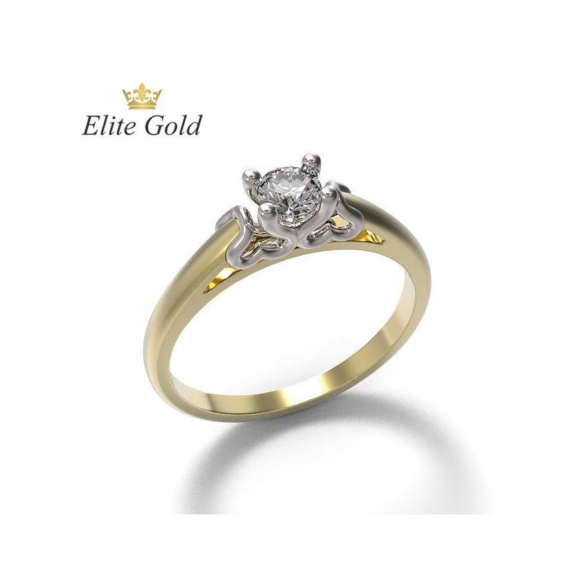 женское авторское кольцо для помолвки с одним камнем и узорами