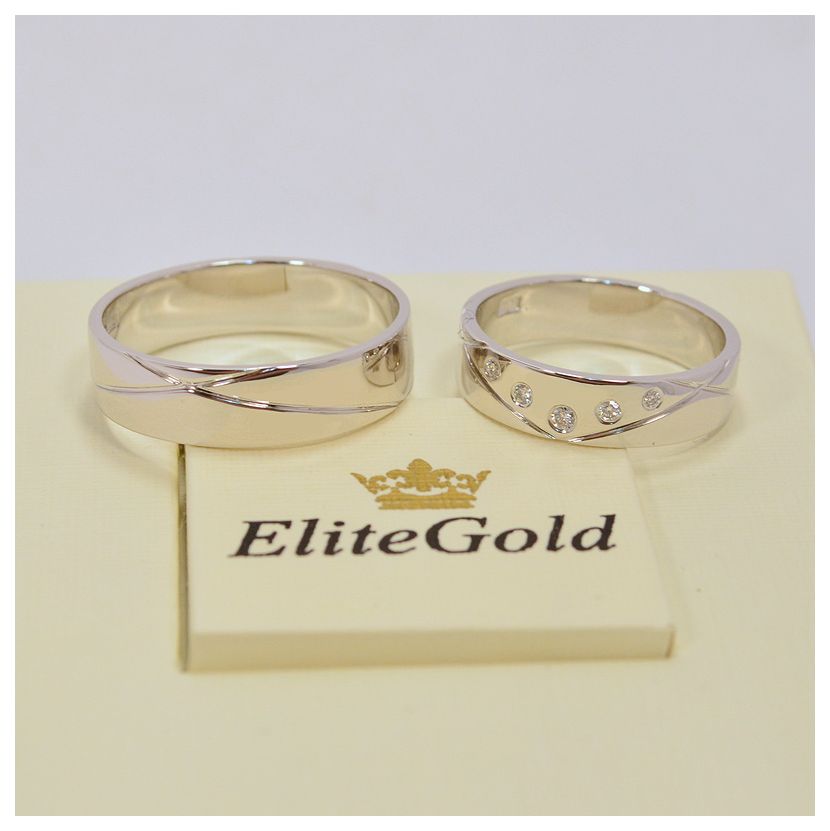обручальные кольца с бриллиантами в белом золоте