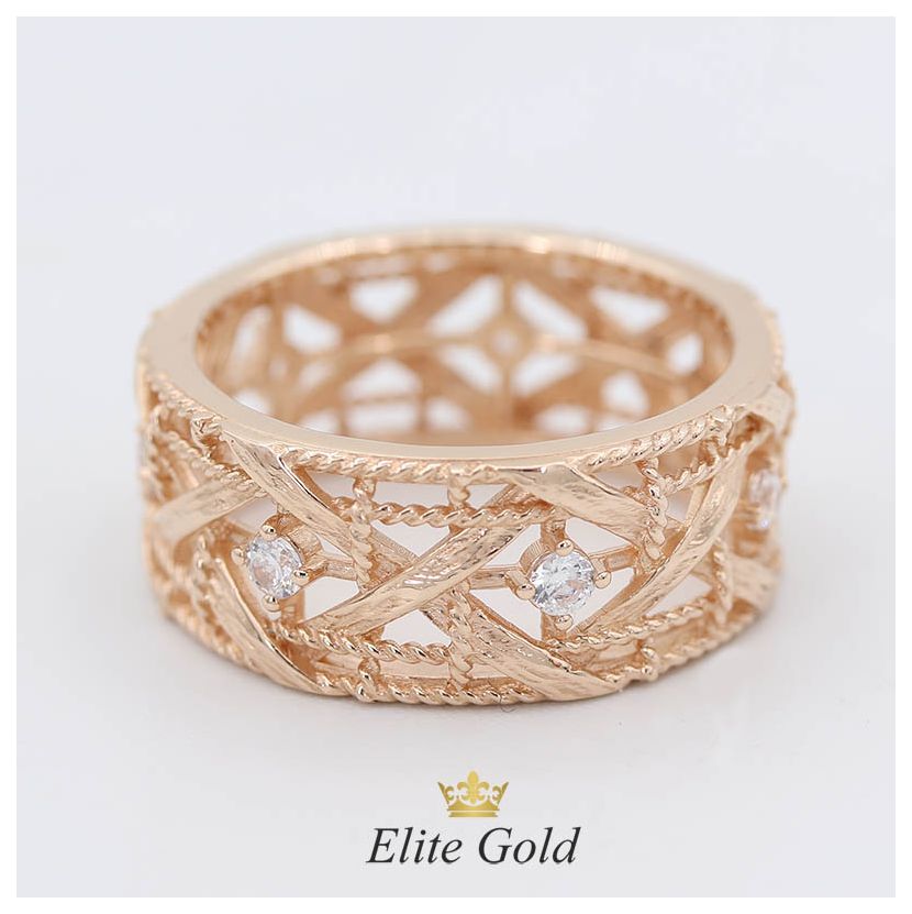 кольцо в стиле бренда Диор в красном золоте 585