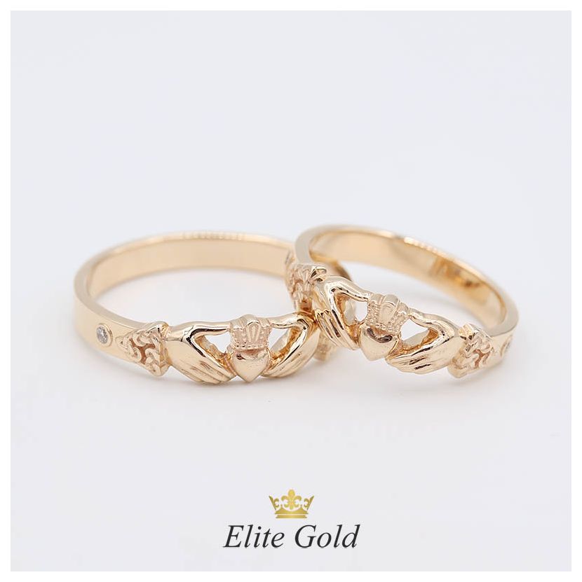 Кладдахские обручальные кольца Eternity в красном золоте с бриллиантами