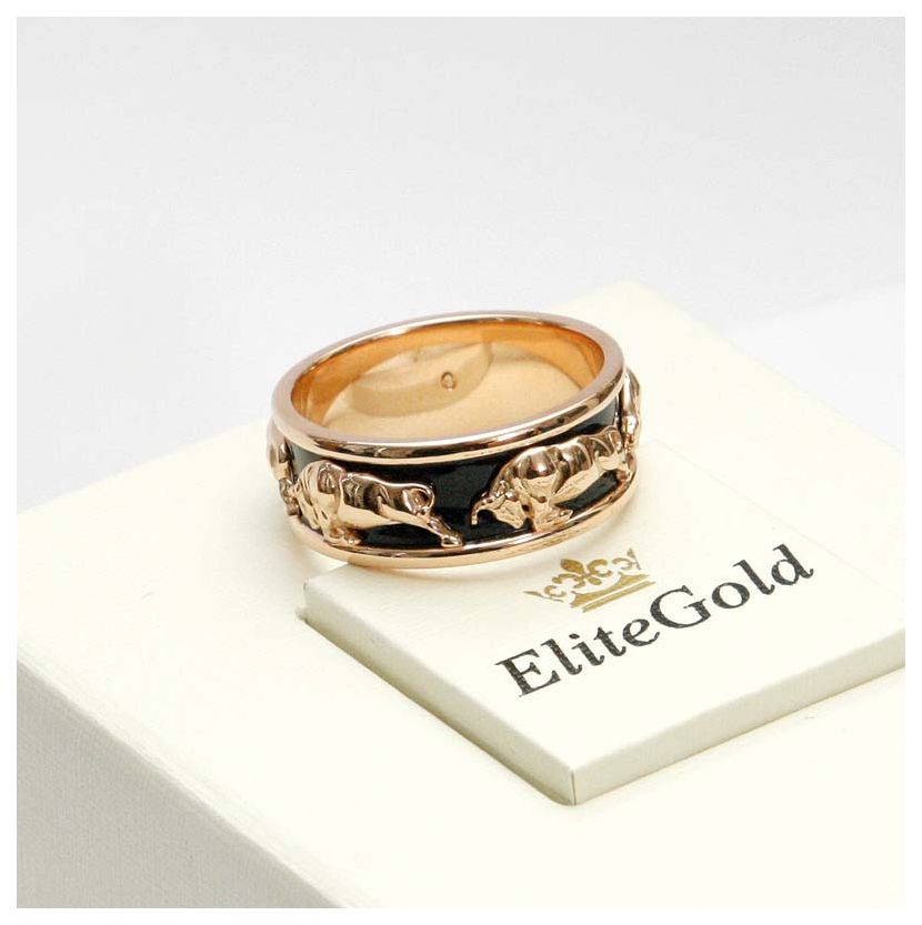 кольцо Buffalo с черной эмалью в красном золоте
