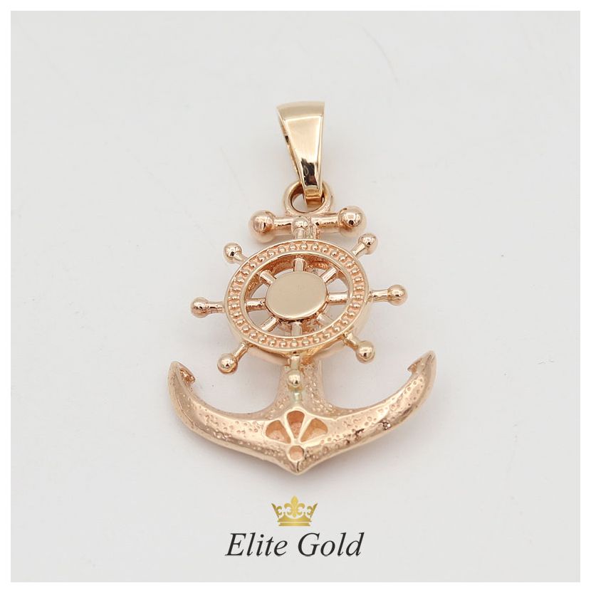 Золотой кулон морской якорь с штурвалом